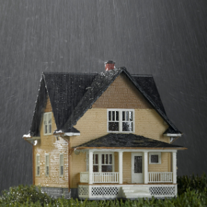 house in rain 